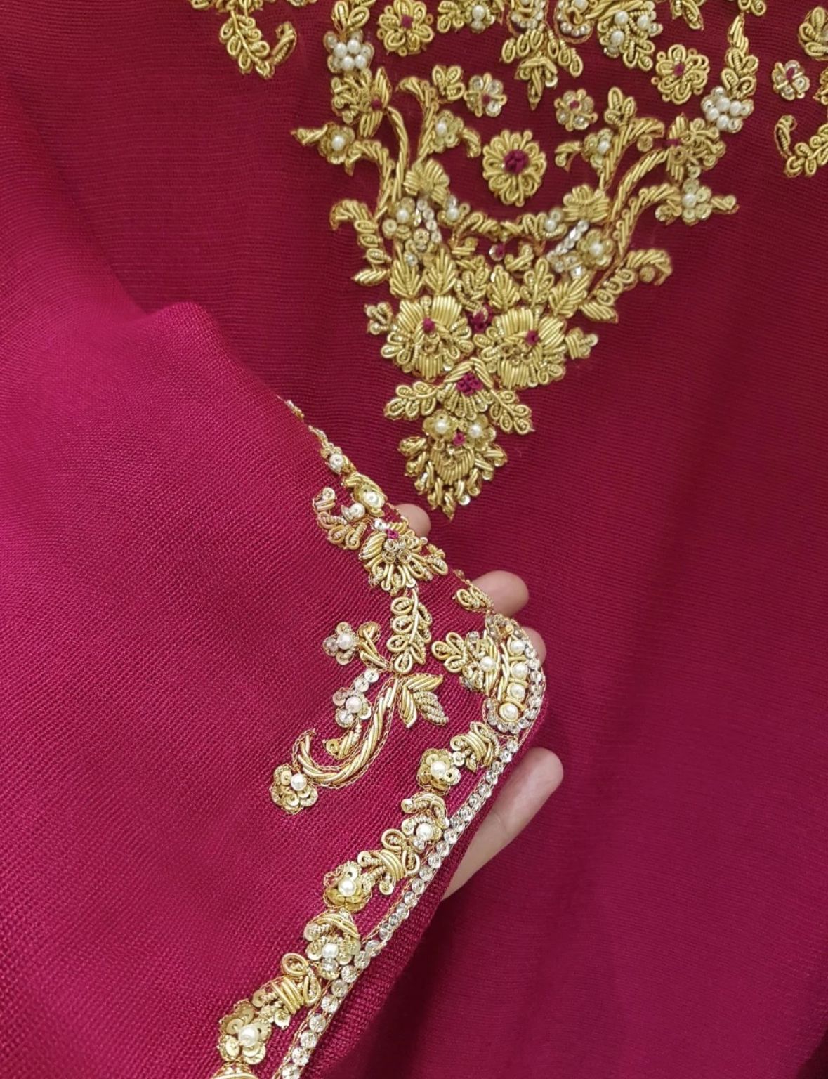 Aghanoor Hot Pink Hand Zari Work 3 Piece Suit